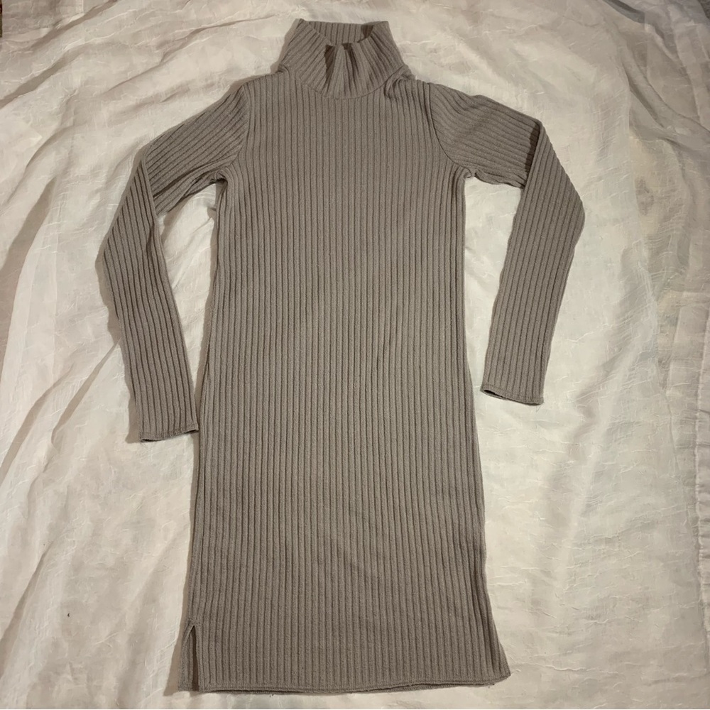 WILFRED FREE ribbed knit midi turtle neck dress